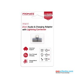 Promate 2-in-1 Audio & Charging Adaptor with Lightning Connector										