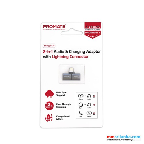 Promate 2-in-1 Audio & Charging Adaptor with Lightning Connector										