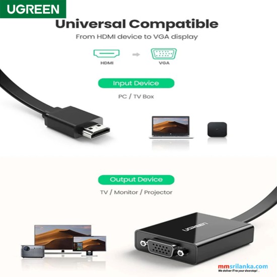 UGREEN HDMI To VGA Converter 25cm-Black