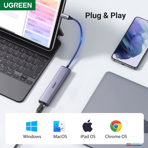 UGREEN USB-C to 3xUSB 3.0 Hub+Rj45 Ethernt Adapter (6M)