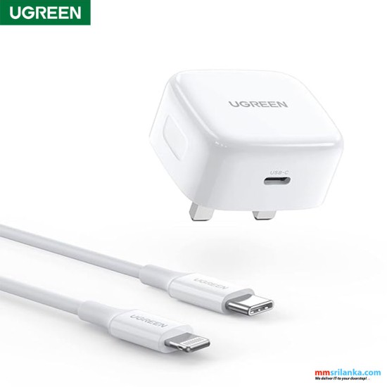 UGREEN PD Fast Charger UK+USBC-Lightning Cable 1m