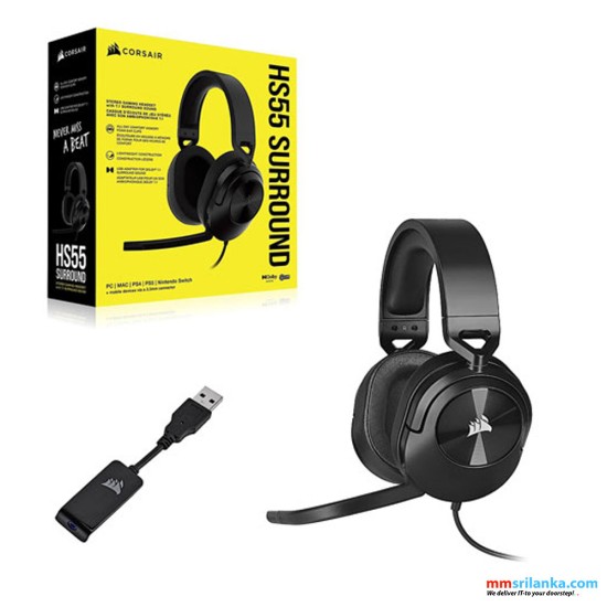 CORSAIR HS55 SURROUND WIRED GAMING HEADSET CARBON (1Y)