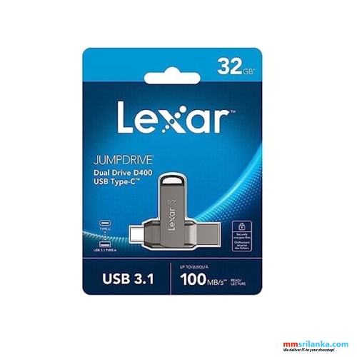 LEXAR 32GB JUMPDRIVE DUAL DRIVE D400 USB3.1 TYPE C (5Y)