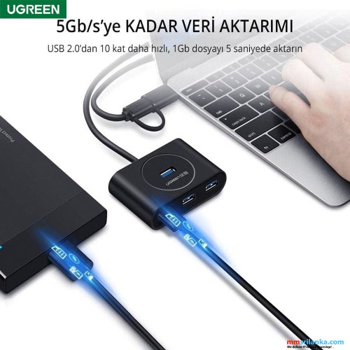 UGREEN 2 INN1 USB-C+USB 3.0 4 PORTS HUB (6M)