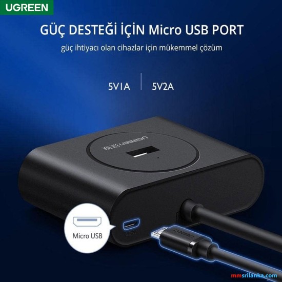 UGREEN 2 INN1 USB-C+USB 3.0 4 PORTS HUB (6M)