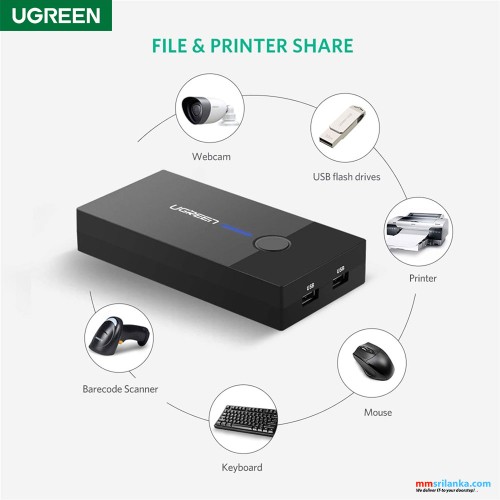 UGREEN 2 port usb kvm switch box (6M)