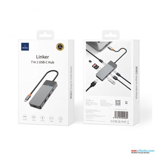 WIWU A721HD LINKER 7 IN 1 USB-C HUB GREY-(6M)