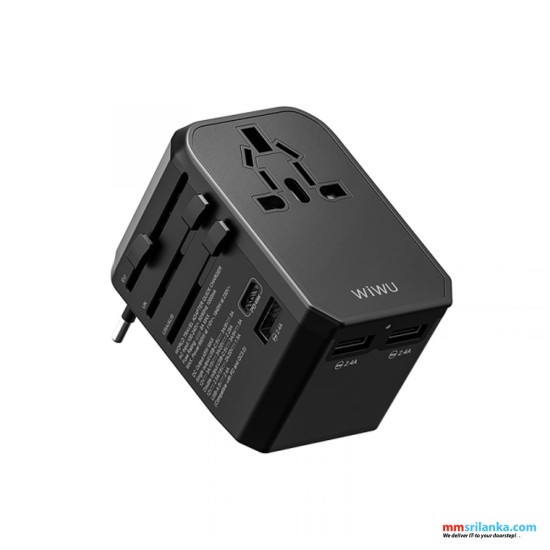 WIWU 45W UNIVERSAL PLUG ADAPTER 4IN 1 BLACK (6M)