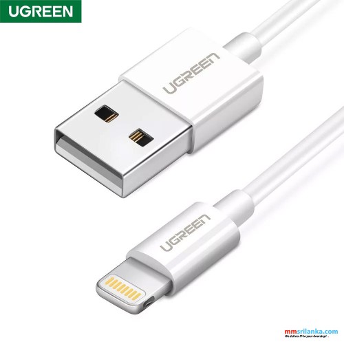 UGREEN USB-A Male to Lightning Male Cable Nickel Plating ABS Shell 1m (White)