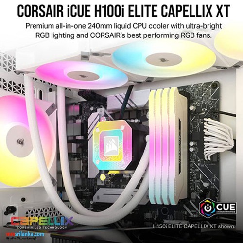 CORSAIR ICUE H100I ELITE CAPELLIX XT LIQUID CPU COOLER WHITE 