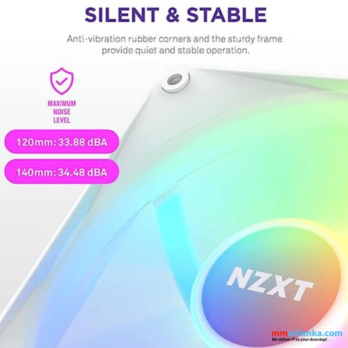 NZXT F120 RGB CORE WHITE TRIPLE PACK FAN WITH CONTROLLER 