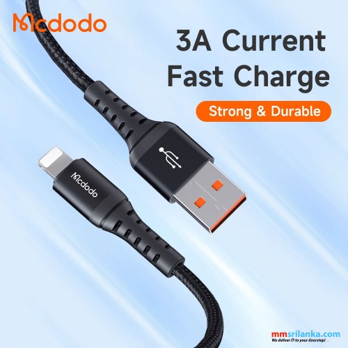 MCDODO USB TO LIGHTNING 3A CHARGING DATA 0.2M SHORT CABLE BLACK-(6M)