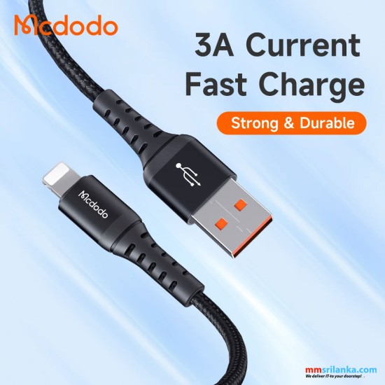 MCDODO USB TO LIGHTNING 3A CHARGING DATA CABLE 1M BLACK-(6M)