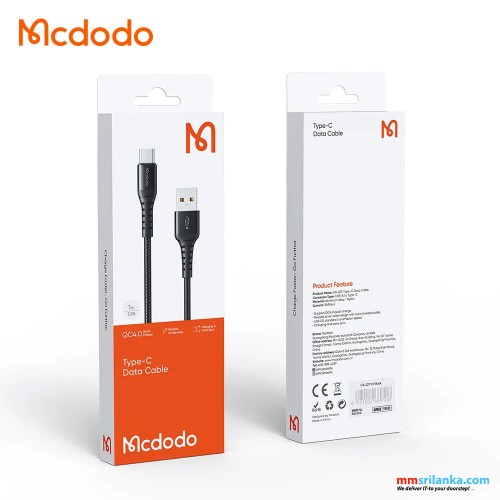 MCDODO USB TO TYPE-C 3A CHARGING DATA CABLE 0.2M BLACK-(6M)