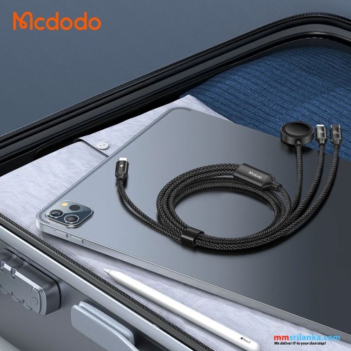 MCDODO BETA SERIES 1.2M USB-C TO TYPE-C+LIGHTING+WIRELESS CHARGER FOR APPLE WATCH 3 IN 1 CHARGING CABLE BLACK-(6M)