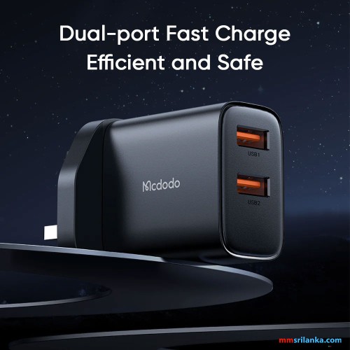 MCDODO 12W DUAL USB PORT CHARGING ADAPTER WITH USB TO TYPE-C CABLE-(6M)