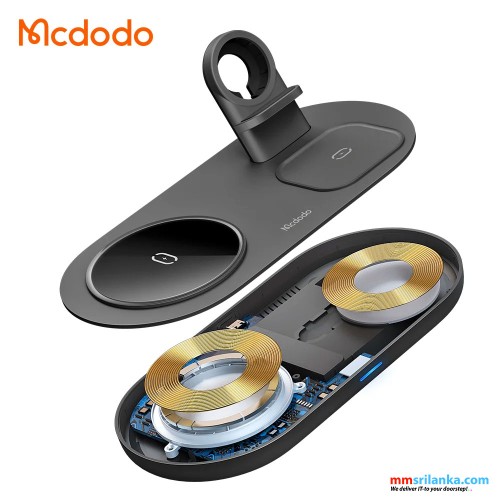 MCDODO 3 IN 1 MAGNETIC WIRELESS CHARGER PRO 15W (MOBILE/TWS/APPLE WATCH) BLACK-(6M)