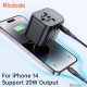 MCDODO UNIVERSAL TRAVEL ADAPTER DUAL USB+TYPE C PORTS 20W PD,EU/US/AU/UK-(6M)