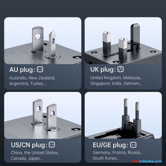 MCDODO UNIVERSAL TRAVEL ADAPTER/US/CN/EU/UK/AU/DUAL USB PORTS-(6M)