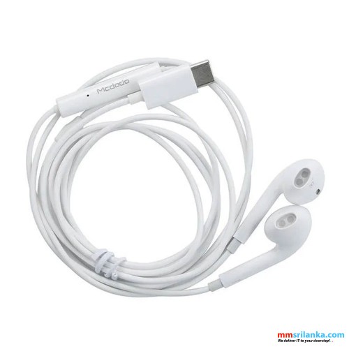 MCDODO TYPE-C WIRED EARPHONE WHITE-(6M)