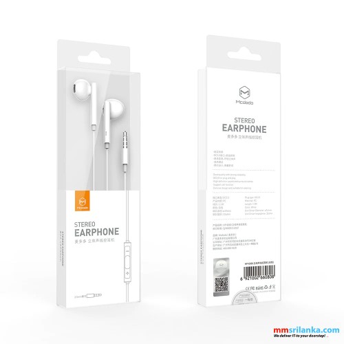 MCDODO 3.5MM WIRED EARPHONE WHITE-(6M)