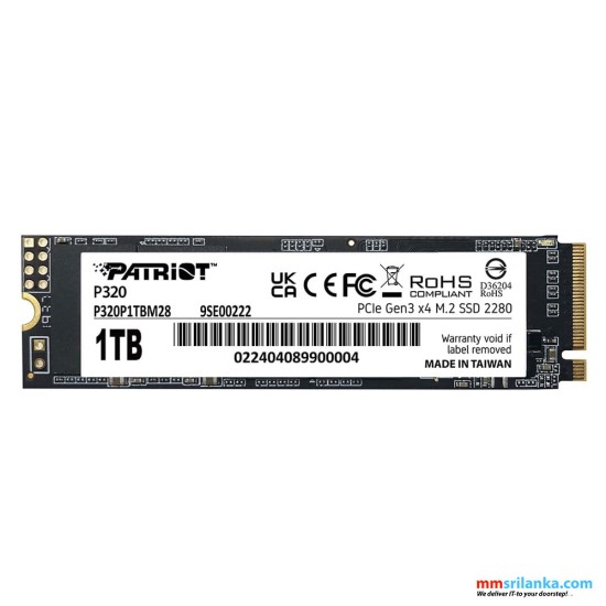 PATRIOT P320 1TB NVME PCIE GEN3X4-(5Y)