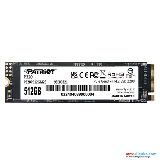 PATRIOT P320 512GB NVME PCIE GEN3X4-(5Y)