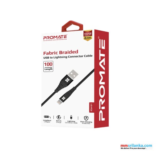  Promate Fabric Braided USB to Lightning Connector Cable									