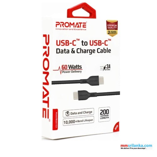 Promate USB-C to USB-C Data Sync & Charge Cable 						