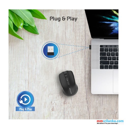 Promate P2.4GHz Wireless Ergonomic Optical Mouse