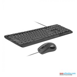 Promate Ergonomic Wired USB Full-Size Keyboard & Mouse Combo (1Y)											