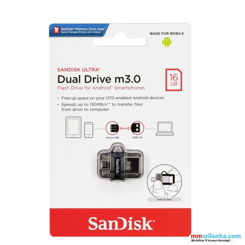 SanDisk Ultra 16GB Dual Drive m3.0 for Android Devices and Computers OTG Pen Drive