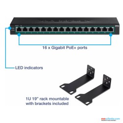 Trendnet 16-Port Gigabit PoE+ Switch-(1Y)