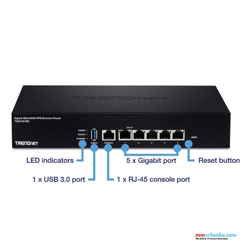 Trendnet 5 port Gigabit Multi-WAN VPN Business Router(2Y) 