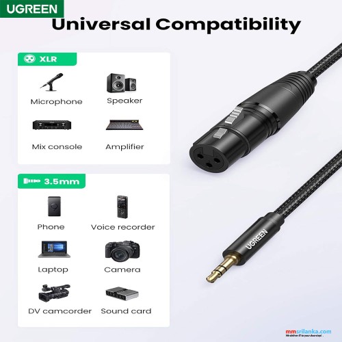 UGREEN 3.5mm three pole male to XLR female audio cable 2m (6M)