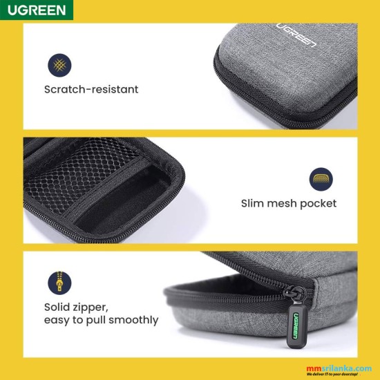 ugreen earphone carrying case bag fabric gray