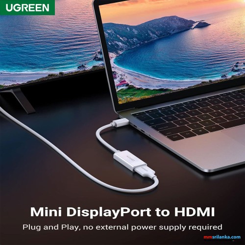 UGREEN MINI DP TO HDMI CONVERTER 1080P WHITE (6M)