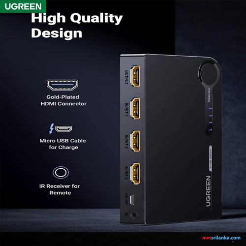 UGREEN 40234 3 Port 3x1 Hdmi Switch (6M)