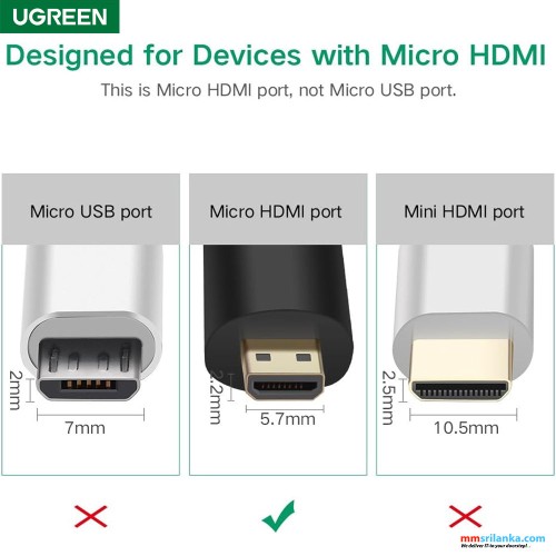 UGREEN Micro Hdmi Male To Hdmi Female Adapter Black (6M)