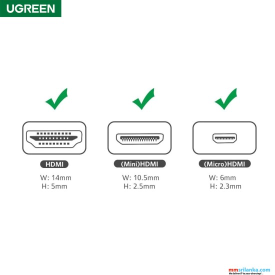 UGREEN Micro HDMI+MINI HDMI Male To HDMI Female Adapter (6M)