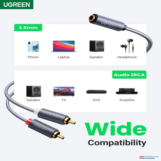 UGREEN 3.5mm female to 2 RCA male Audio Cable 1m (6m)