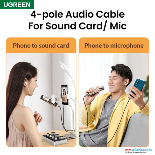 ugreen 3.5mm male to male 4 pole microphone audio cable 1.5m (6m)