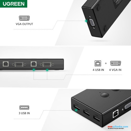 UGREEN VGA 4 IN 1 Out kvm switch box (6M)