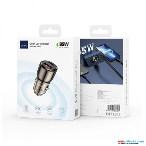 WIWU 95W GEEK CAR CHARGER CLEAR BLACK (6M)