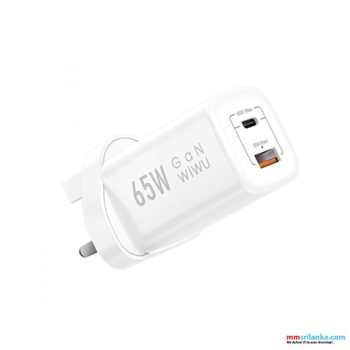 WIWU WI-U012 65W GAN PD+QC FAST CHARGER WHITE (6M)