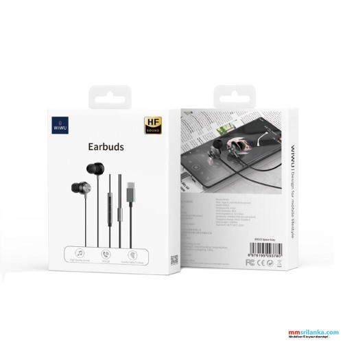 WIWU EB315 TYPE C JACK WIRED EARPHONE SPACE GRAY (6M)