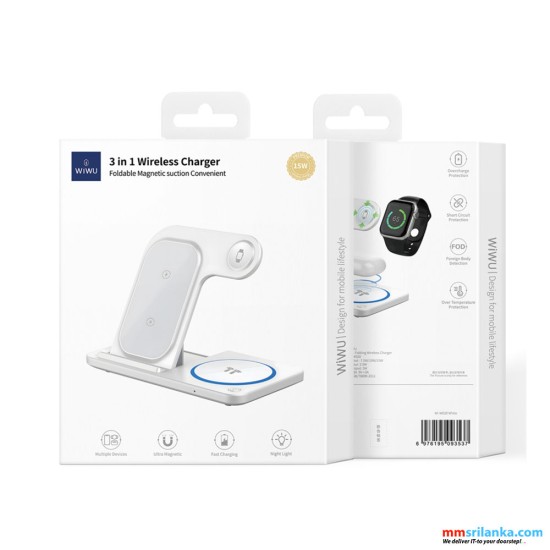 WIWU WI-W020 3 IN 1 15W WIRELESS CHARGER-(6M)