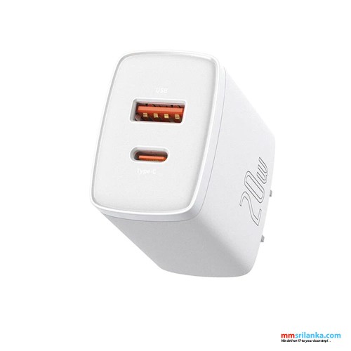 BASEUS COMPACT QUICK CHARGER U+C 20W CN WHITE