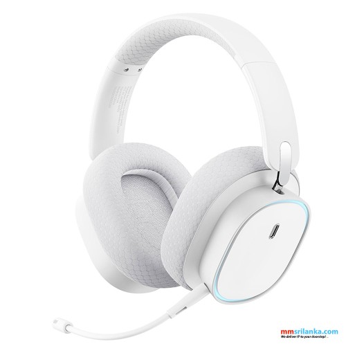 Baseus AeQur GH02 Gaming Wireless Headphones Moon White (Tri Mode connection, RGB light, Mic removable, includes USB & Type C dongels) (6M)