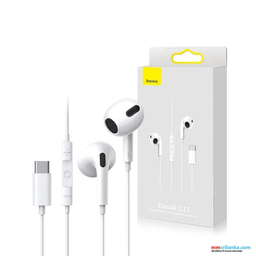 Baseus Encok Type-C lateral in-ear Wired Earphone C17 White